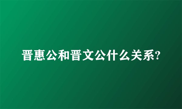 晋惠公和晋文公什么关系?
