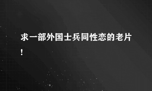 求一部外国士兵同性恋的老片!
