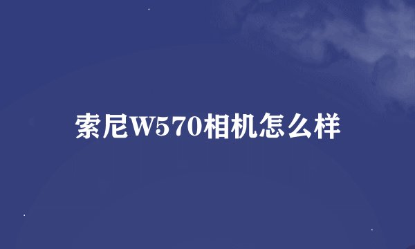 索尼W570相机怎么样