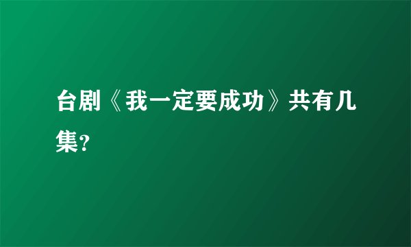 台剧《我一定要成功》共有几集？