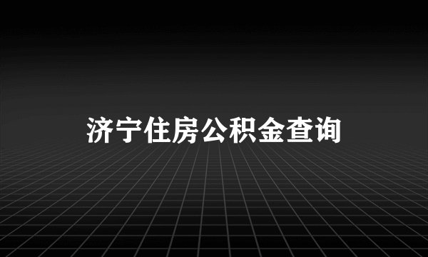 济宁住房公积金查询