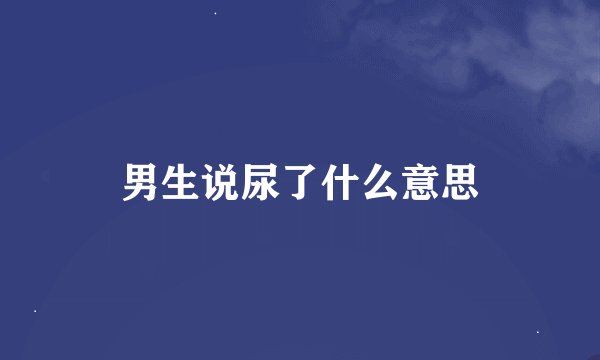男生说尿了什么意思