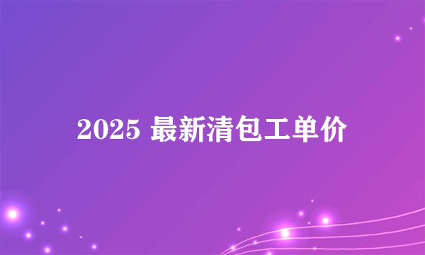 2025 最新清包工单价
