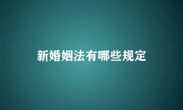 新婚姻法有哪些规定
