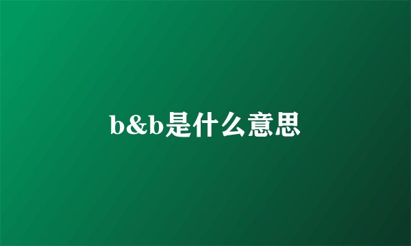b&b是什么意思