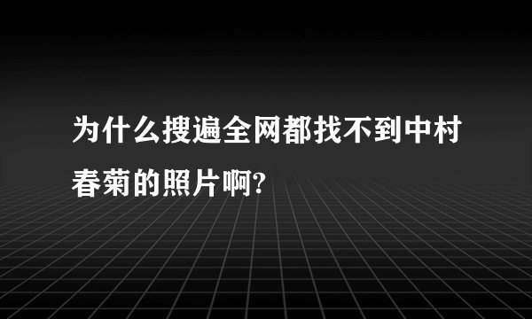 为什么搜遍全网都找不到中村春菊的照片啊?