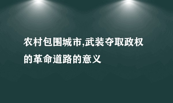 农村包围城市,武装夺取政权的革命道路的意义