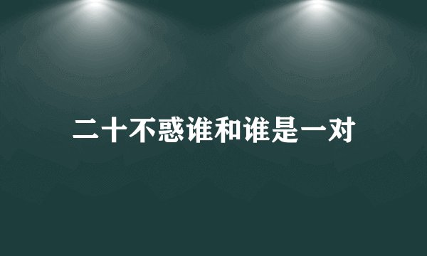 二十不惑谁和谁是一对