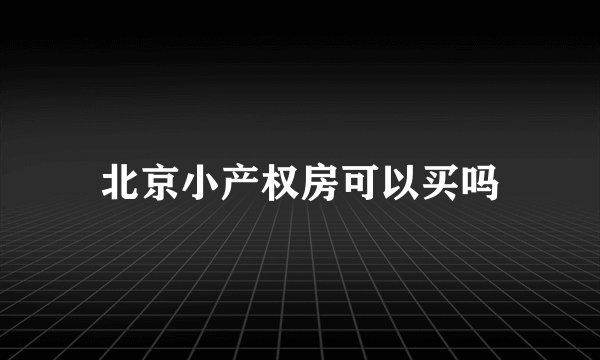 北京小产权房可以买吗