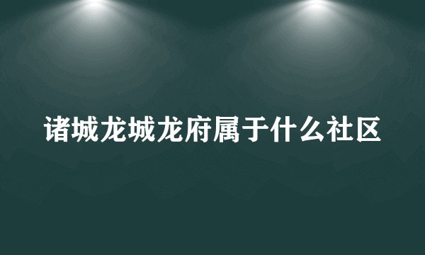 诸城龙城龙府属于什么社区