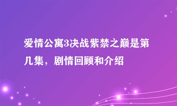 爱情公寓3决战紫禁之巅是第几集，剧情回顾和介绍