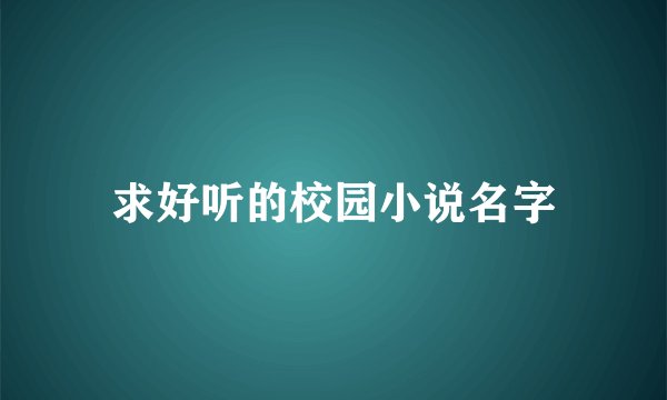 求好听的校园小说名字