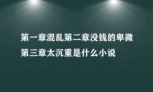 第一章混乱第二章没钱的卑微第三章太沉重是什么小说
