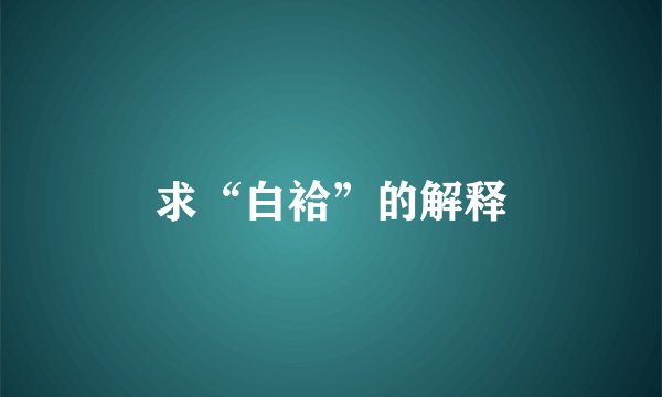 求“白袷”的解释