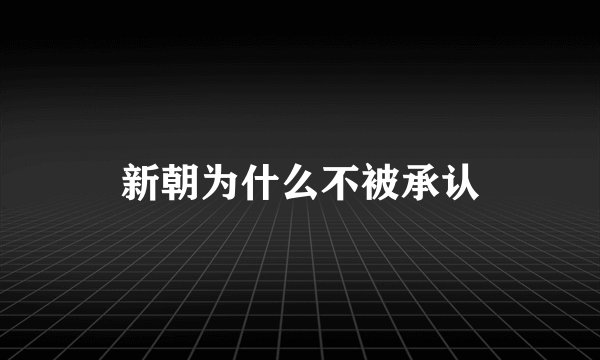 新朝为什么不被承认