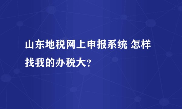 山东地税网上申报系统 怎样找我的办税大？