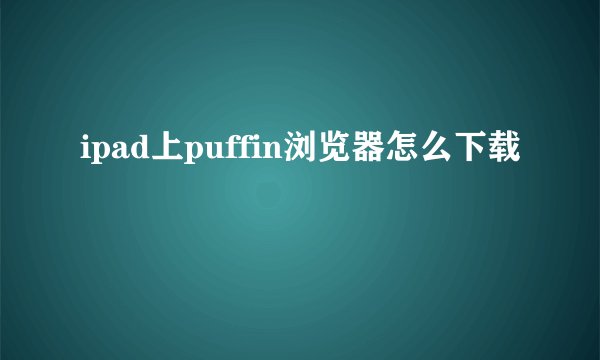 ipad上puffin浏览器怎么下载