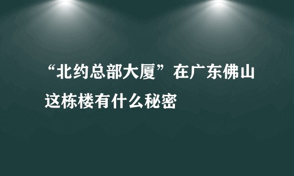 “北约总部大厦”在广东佛山 这栋楼有什么秘密