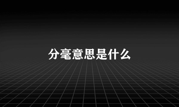 分毫意思是什么
