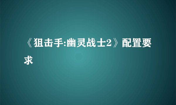 《狙击手:幽灵战士2》配置要求
