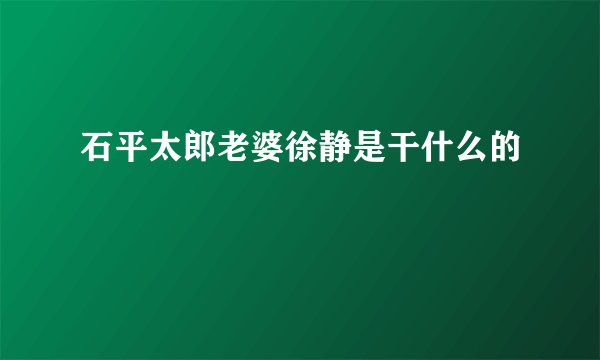 石平太郎老婆徐静是干什么的