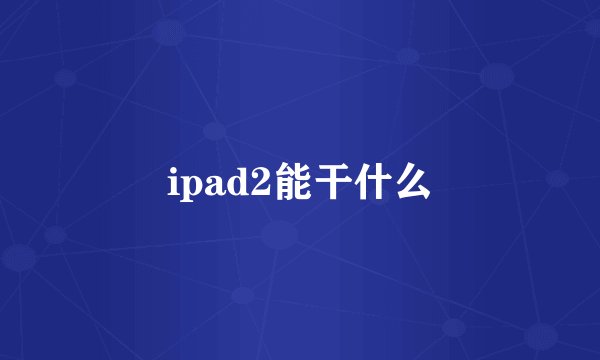 ipad2能干什么