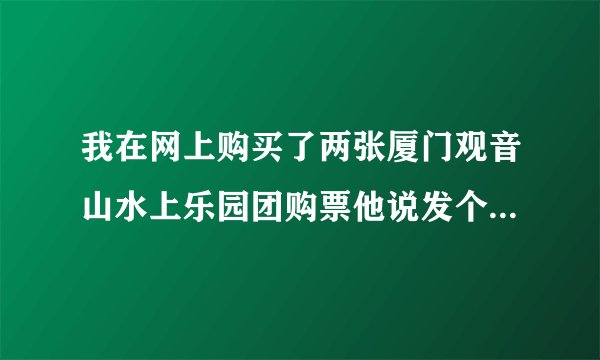 我在网上购买了两张厦门观音山水上乐园团购票他说发个代码给我就行了真的可以吗?