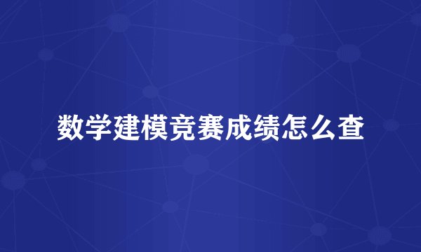 数学建模竞赛成绩怎么查