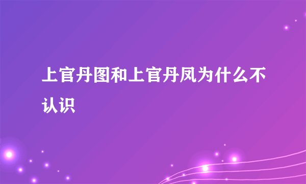 上官丹图和上官丹凤为什么不认识