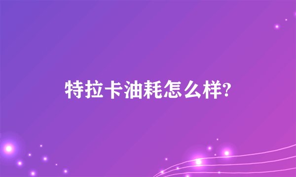特拉卡油耗怎么样?