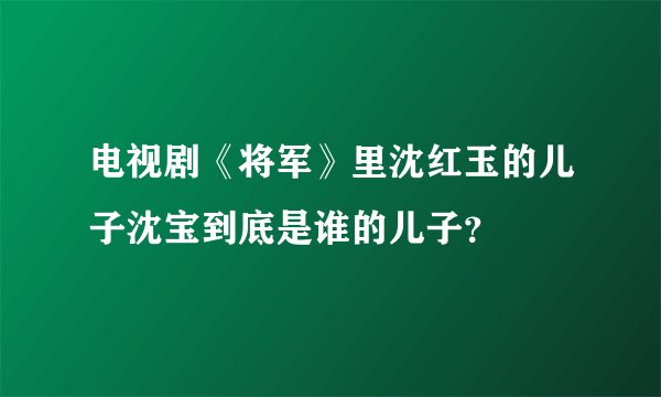 电视剧《将军》里沈红玉的儿子沈宝到底是谁的儿子？