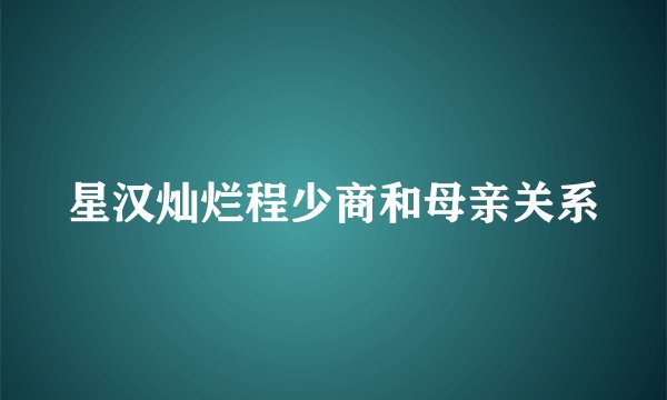 星汉灿烂程少商和母亲关系