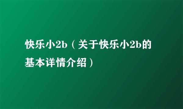 快乐小2b（关于快乐小2b的基本详情介绍）