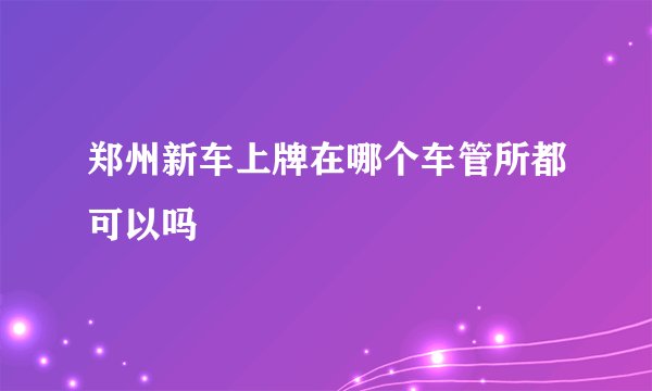 郑州新车上牌在哪个车管所都可以吗
