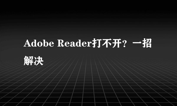 Adobe Reader打不开？一招解决