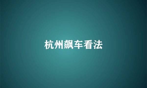 杭州飙车看法