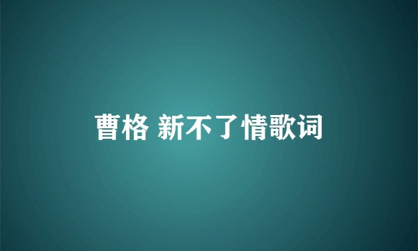 曹格 新不了情歌词