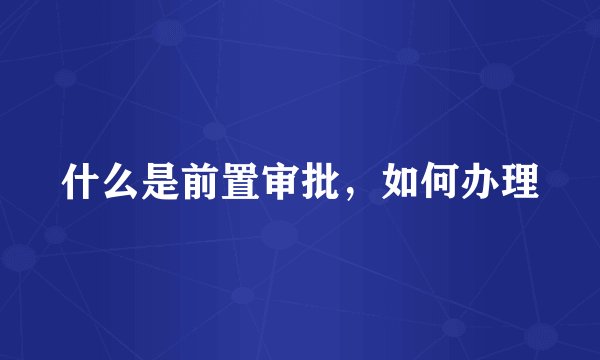 什么是前置审批，如何办理