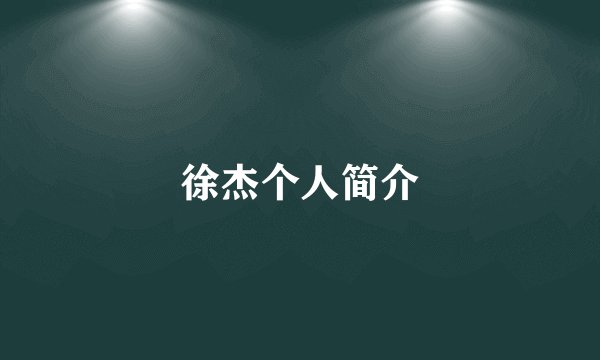 徐杰个人简介