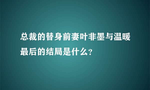 总裁的替身前妻叶非墨与温暖最后的结局是什么？