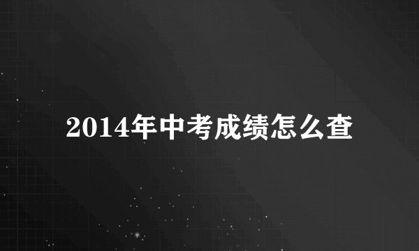 2014年中考成绩怎么查