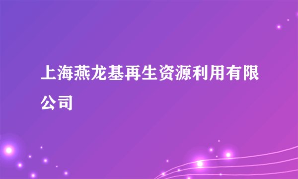 上海燕龙基再生资源利用有限公司