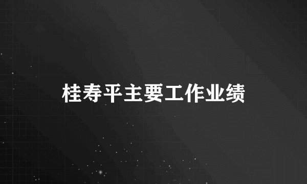 桂寿平主要工作业绩