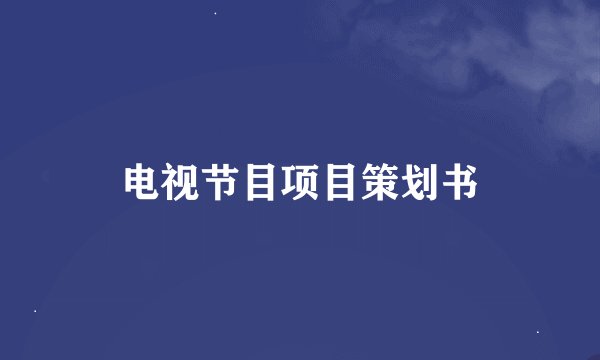 电视节目项目策划书