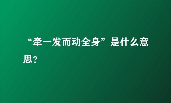 “牵一发而动全身”是什么意思？