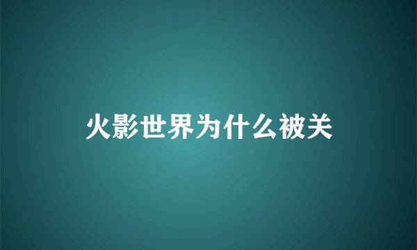 火影世界为什么被关
