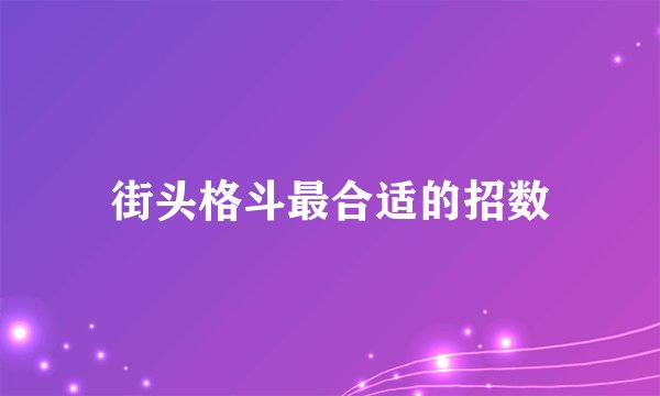 街头格斗最合适的招数