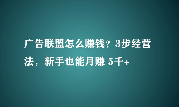 广告联盟怎么赚钱？3步经营法，新手也能月赚 5千+