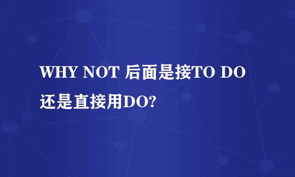 WHY NOT 后面是接TO DO 还是直接用DO?