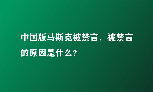 中国版马斯克被禁言，被禁言的原因是什么？